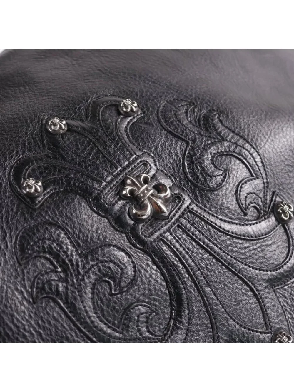 Chrome Hearts Snp BS Fluer Patch Tote Double Snap BS Flare Leather Black